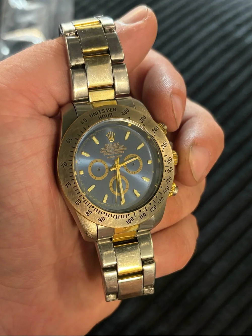 Rolex Style Two-Tone Men's Chronograph Watch - Gold & Silver
